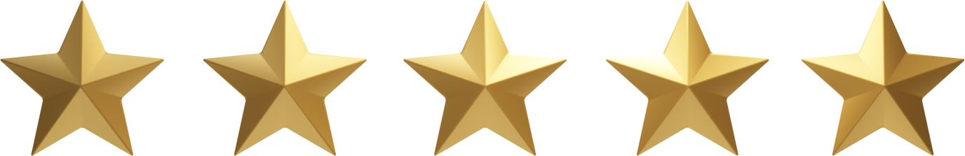 3D gold five stars